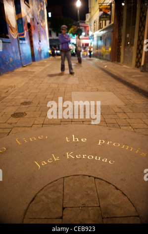 Plaque à Jack Kerouac dans Jack Kerouac Alley. Plage du Nord. San Francisco Banque D'Images