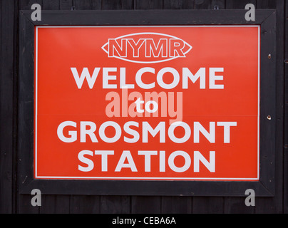 La signalisation pour Grosmont gare dans l'Esk Valley Banque D'Images