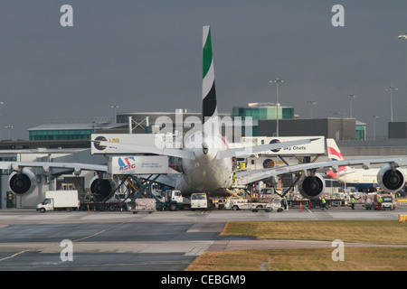 Unis A6-EDH Airbus A-380 à l'aéroport de Manchester Banque D'Images