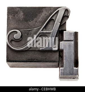 AI - intelligence artificielle de l'acronyme - vintage metal blocs isolés d'impression Banque D'Images