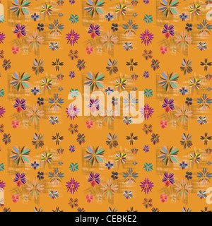 Seamless texture avec des fleurs et de l'abrégé figure géométrique, vecteur, illustration Banque D'Images