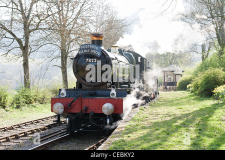 Une locomotive à vapeur sur le chemin de fer touristique de Llangollen Banque D'Images