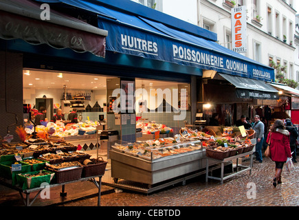 Quoniam poissonnier Poissonnerie Rue Mouffetard France français Paris Banque D'Images