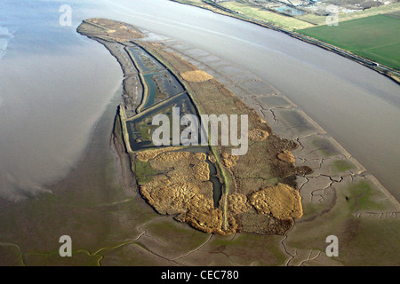 L'image aérienne de l'île se lit dans l'estuaire de la Humber, East Yorkshire Banque D'Images