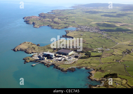 Vue aérienne de la centrale nucléaire de Wylfa, Banque D'Images