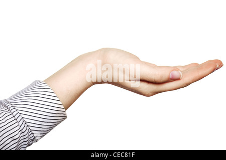 Main vide isolé sur fond blanc Banque D'Images