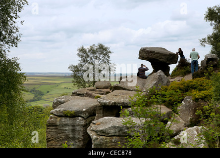 Brimham Rocks formations dans le Yorkshire Dales, North Yorkshire, UK Banque D'Images