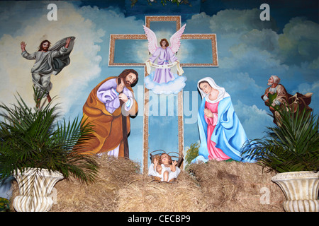 Crèche de Noël à l'église de Nuestra Señora de las Mercedes , Guarare, péninsule Azuero, Panama Banque D'Images