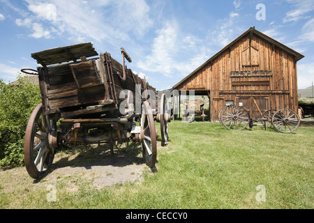 Nevada City, Montana. Maison de ville restaurée, maintenant une piscine musée historique, avec 90 bâtiments historiques, d'objets et de mobilier. Banque D'Images