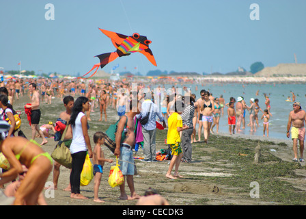 Le Lido plage en été, Venise, Italie Banque D'Images