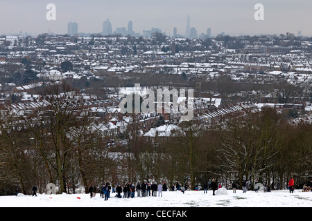 Vue d'hiver sur le Nord de Londres de l'Alexandra Palace Park - Londres - Haringey Banque D'Images