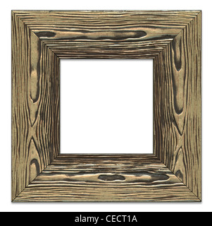 Cadre photo blanc très détaillées, rugueux en bois peint bronze texture, isolé sur fond blanc Banque D'Images