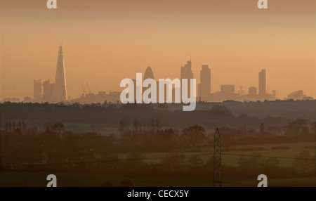 Panorama de Londres montrant le fragment par rapport à d'autres grands bâtiments à Londres. Janvier 2012. Banque D'Images