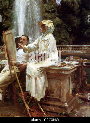 John Singer Sargent La Fontaine - Villa Torlonia, Frascati, Italie XIX ème siècle Banque D'Images