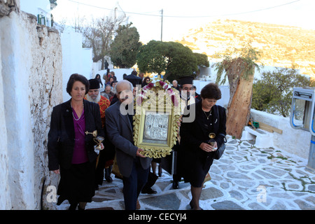 Grèce îles Cyclades sikinos un festival religieux Banque D'Images