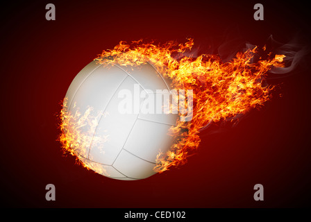 Flying volley-ball en feu Banque D'Images