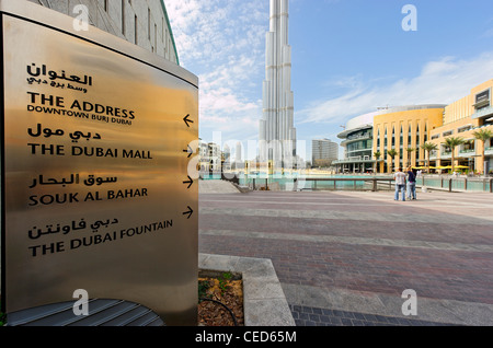 BURJ KHALIFA, BURJ CHALIFA, la tour la plus haute du monde, 828m de hauteur, le centre-ville de Dubaï, aux Émirats arabes unis, Moyen Orient Banque D'Images