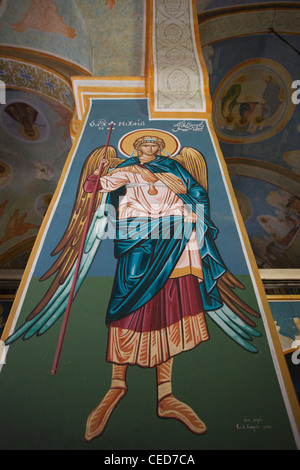 Israël, la Galilée, Nazareth, Saint Gabriels Église orthodoxe grecque, la peinture religieuse de Saint Michel Banque D'Images