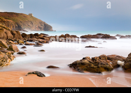 Tête de Rinsey Praa Sands, Cornwall, UK Banque D'Images