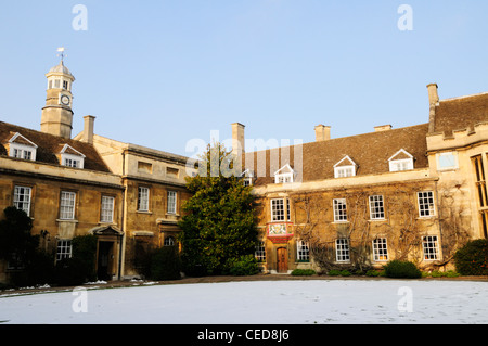 Collège des Christs en hiver, Cambridge, England, UK Banque D'Images