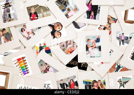 Beaucoup de diapositives avec des gens collage Banque D'Images