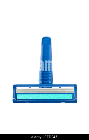 Une nouvelle lame de rasoir rasoir jetable bleu avec la bande de lubrifiant Banque D'Images