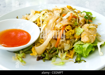 Nouilles de style thaï avec des légumes et poulet Banque D'Images