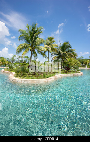 Les îles Caïmans, Grand Cayman, Boatswain's Beach, disjoncteur piscine lagune Banque D'Images