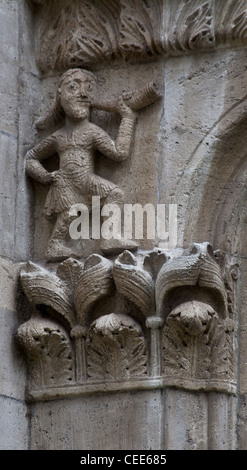 Königslutter am Elm, Marstall (Kaiserdom), Hauptapsis Jagdfries, südliches Drittel, corne, blasender Jäger Banque D'Images