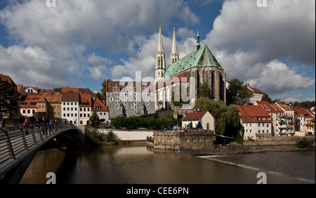 Görlitz, Neißstraße, und von Südosten Waidhaus Peterskirche Banque D'Images