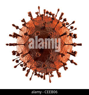 Le virus de la grippe H1N1 virus influenza A (H5N1 virion particule. Grippe aviaire, grippe porcine.structure de particules 3D illustration isolated on white Banque D'Images
