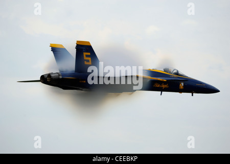 Le lieutenant Ben Walborn, pilote solo principal de l'escadron de démonstration de vol de la marine américaine, les Blue Angels, exécute un Sneak Pass lors d'une démonstration au Battle Creek Field of Flight Air Show and Balloon Festival. Les Blue Angels se sont produits à Battle Creek dans le cadre de la saison des spectacles 2011 et à l'occasion du centenaire de l'aviation navale. Banque D'Images