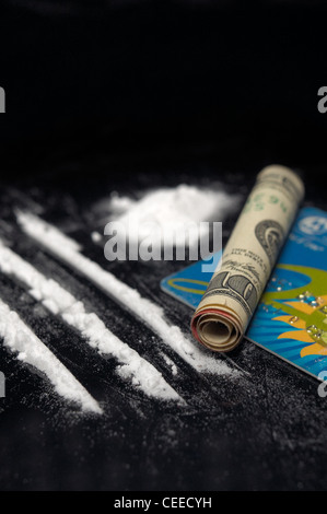 La cocaïne en poudre sur des abus concept Banque D'Images
