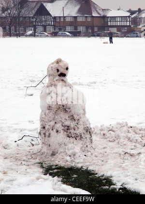 Un bonhomme de neige sur Figges Marsh à Mitcham Banque D'Images