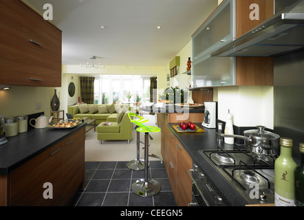 Vue depuis la cuisine. Banque D'Images