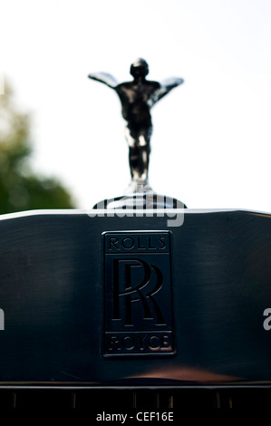 Rolls Royce logo sur le capot d'une voiture à un mariage en Italie Banque D'Images