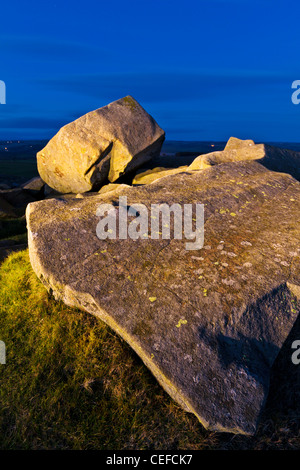 Les roches de la carrière romaine à bas Teppermore, mur d'Hadrien, sentier national, Northumberland, England Banque D'Images