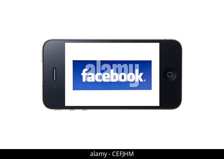 Facebook logo affiché sur l'écran de l'iphone Banque D'Images