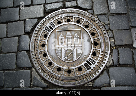 Le couvercle de trou d'homme à Prague, République Tchèque Banque D'Images