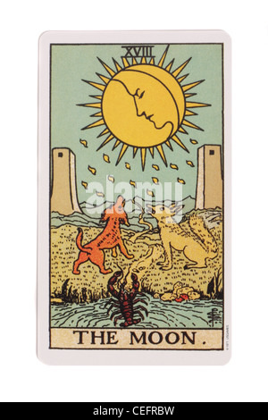 La lune à partir d'une carte de tarot traditionnel pack. Banque D'Images