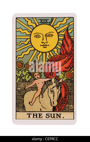 Le soleil carte d'un paquet de tarot traditionnel. Banque D'Images