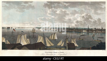 1824 Klinkowstrom View of New York City from Brooklyn Banque D'Images