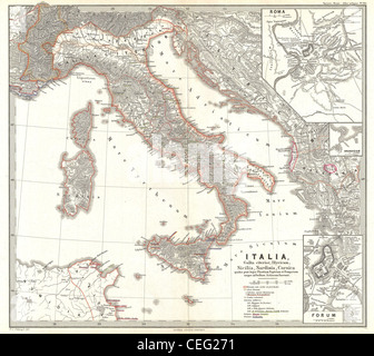 Spruner 1865 Carte de l'Italie après la bataille d'Actium Banque D'Images