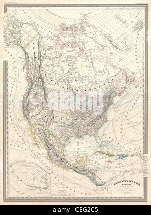 1857 Dufour Map of North America Banque D'Images