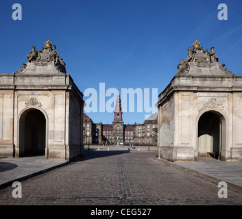 Christianborg Palace - Le bâtiment du parlement danois à Copenhague, Danemark - Accueil du Folketinget, vu de la cour intérieure Banque D'Images