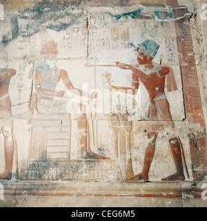 L'Egypte tombe d'Abydos Osiris peinture murale Funery Temple Temple de Seti I, vallée du Nil Banque D'Images