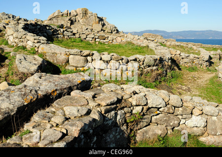 Ruines de l'établissement humain de Castro de Baroña. Porto do Son, Galice, Espagne Banque D'Images