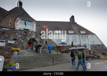 Une vue de l'extérieur de la Timberline Lodge, près de Mt Hood dans l'Oregon, USA Banque D'Images