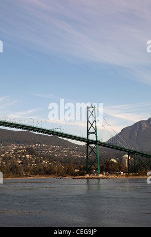 Vue du pont Lions Gate à Vancouver, Canada Banque D'Images