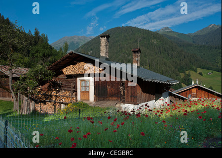 Chalets en bois Maisons de village d'Arêches. La vallée du Beaufortain. Rhône-Alpes Banque D'Images